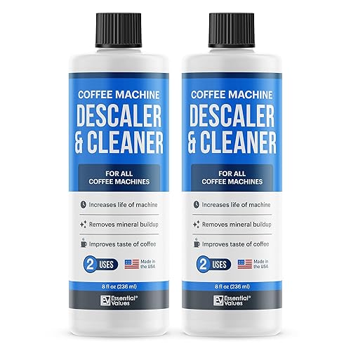 Essential Values Descaling Solution for Delonghi Keurig Breville Nespresso (4 Uses) - Coffee Machine Descaler Cleaner - Liquid To Descale Automatic Coffee Makers & Espresso Machines