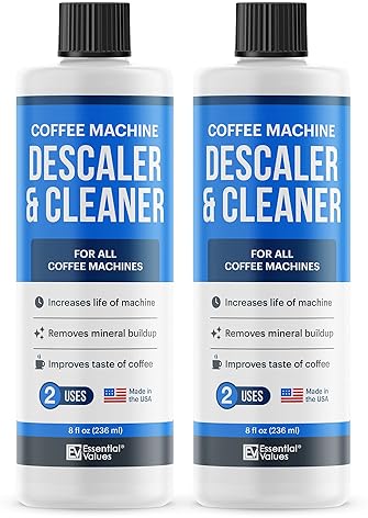 Small Appliance Parts & Accessories - Essential Values Descaling Solution for Delonghi Keurig Breville Nespresso (4 Uses) - Coffee Machine Descaler Cleaner - Liquid To Descale Automatic Coffee Makers & Espresso Machines