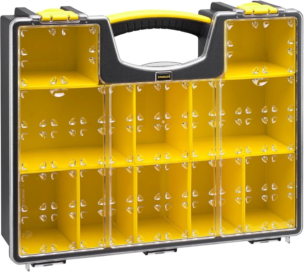 STANLEY Pro Toolbox Deep Storage Organiser Clear Lid 8 Removable Compartments