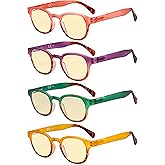 Eyekepper 4 Pack Ladies Computer Glasses - Blue Light Filter Readers for Women Anti Glare Reading Glasses Yellow Tinted +0.00