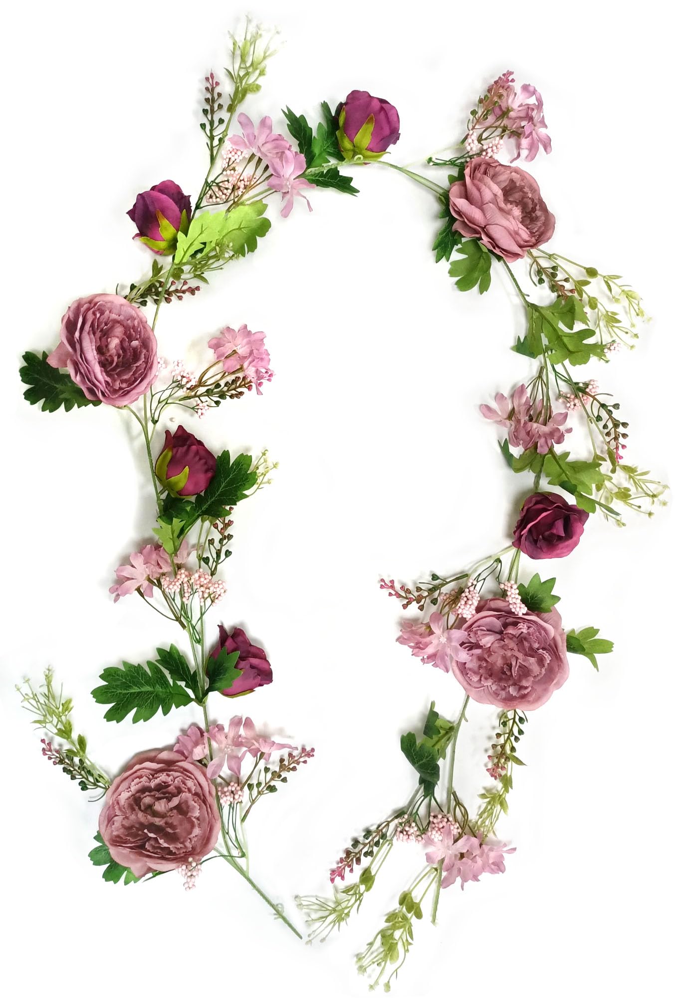 OrgMemory Peony Flower Garland, 180cm, Rose Garland Artificial Flowers, Artificial Flower Garlands for Weddings Home Table Runner Mantle Party Decorations (Dusty Peony Garland)