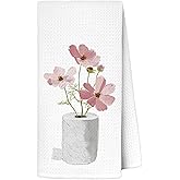 AJIPUX Pink Floral Hand Towels for Bathroom 16x24 Inch, Watercolor Pink Daisy Flower Toilet Paper Decorative Hand Towels for Guest Bathroom Washroom Restroom