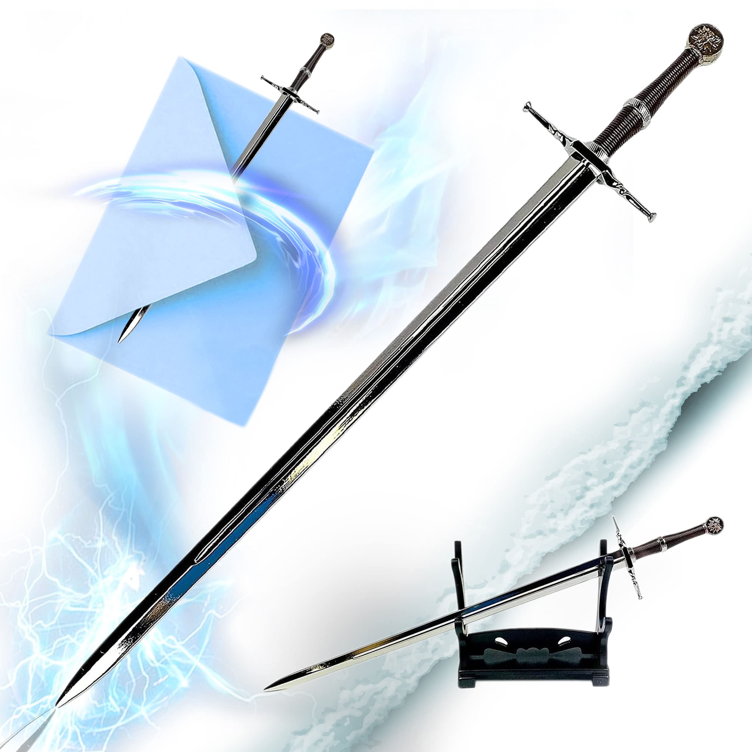 Witcher Letter Opener - Geralt of Riva Steel prop replica miniature with Stand Miniature Witcher Sword Video Game Gift for Fans Gamers & Collectors