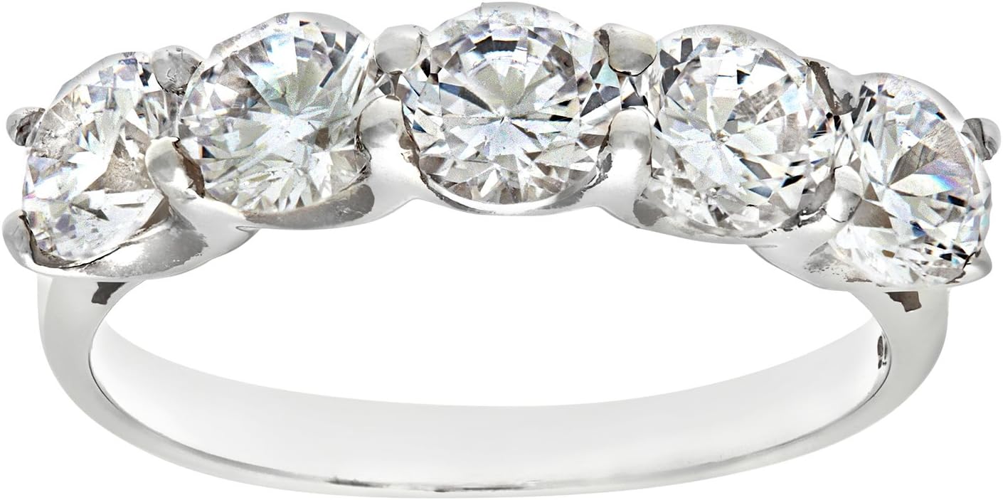 Silver Cz Set Half Eternity Ring