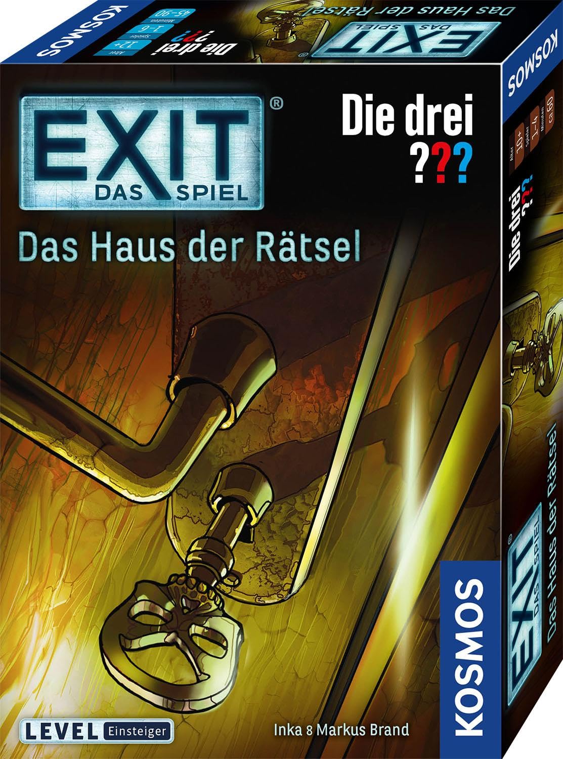 KOSMOS 694043 EXIT® - Das Spiel - Das Haus der Rätsel - Die Drei???, Level: Einsteiger, Escape Room Spiel mit den drei Fragezeichen, EXIT Game für 1 bis 4 Spieler ab 10 Jahre