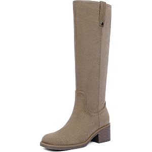 Modatope Knee High Chunky Heel Square Toe Metal Rivet Pull Tab Riding Boots | Riding Block Heel Boots, 2026 Fashion Dress Tal