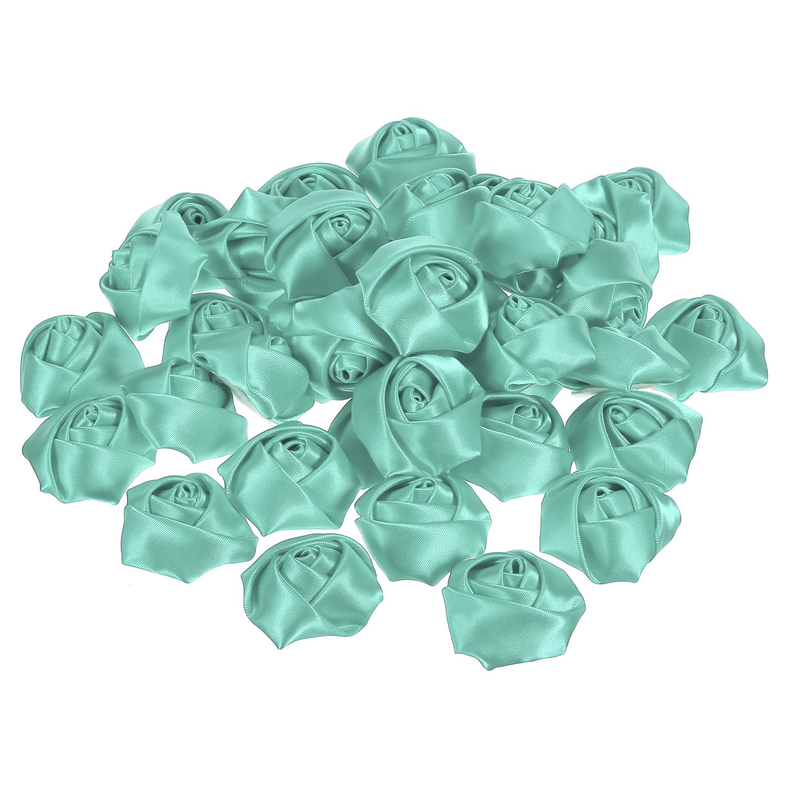 PATIKIL 1.6" Satin Ribbon Roses, 50 Pack Artificial Flowers Roses Heads Handmade Fake Flowers Fabric Flowers for Crafts Wedding Bouquet, Light Green