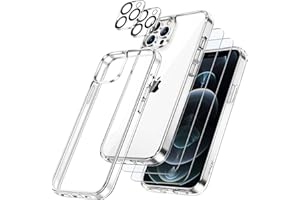 JETech 5 in 1 Case for iPhone 12 Pro Max 6.7-Inch, with 2-Pack Screen Protector and Camera Lens Protector, Non-Yellowing, Ful