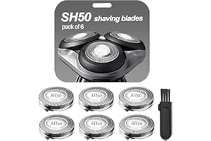 SUPERNB SH50 Shaver Replacement Heads Compatible with Philips Norelcos Series 5000 Razors, Rotary Replacement Blades with High Performance - Fast, Smooth and Close, 6Packs.