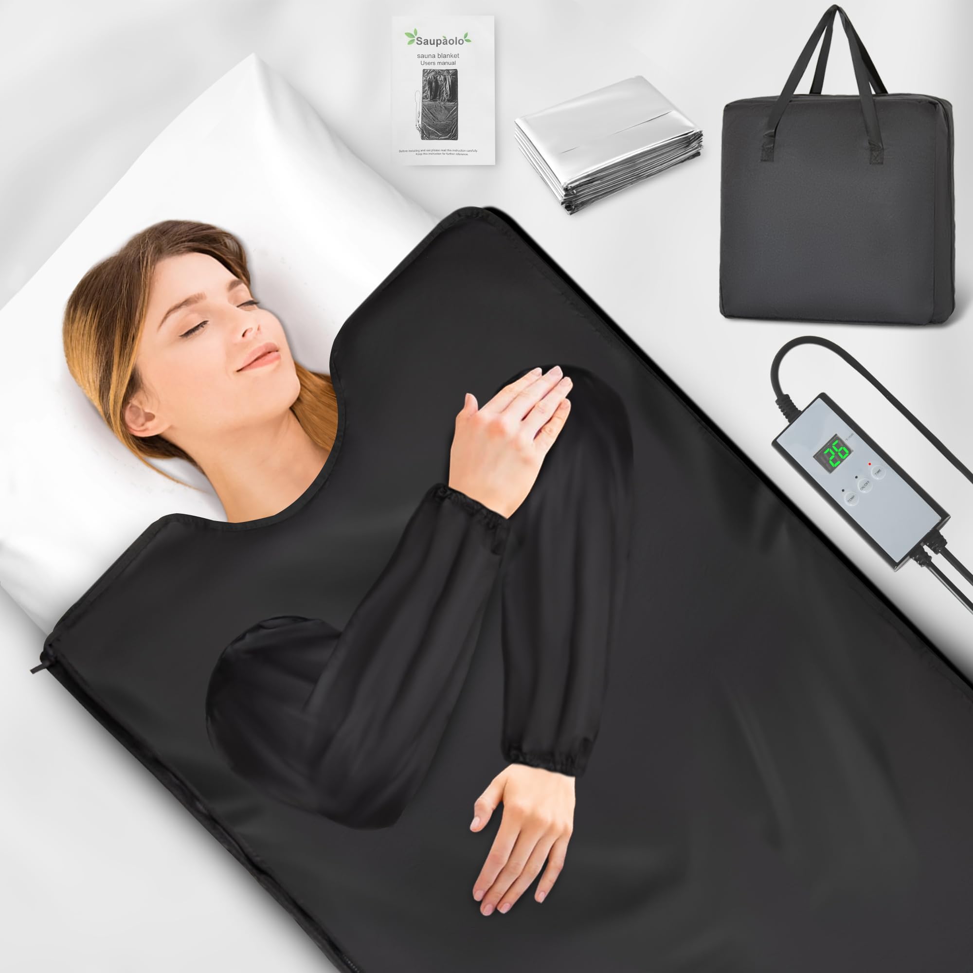 Photo 1 of ***DAMAGED***Saupaolo Portable Infrared Sauna Blanket for Weight Loss & Detox, Home Relaxation & Skin Glow, 176? Max Heat, 30-90 Min Timer, 6x3 ft - Sensitive Skin Safe