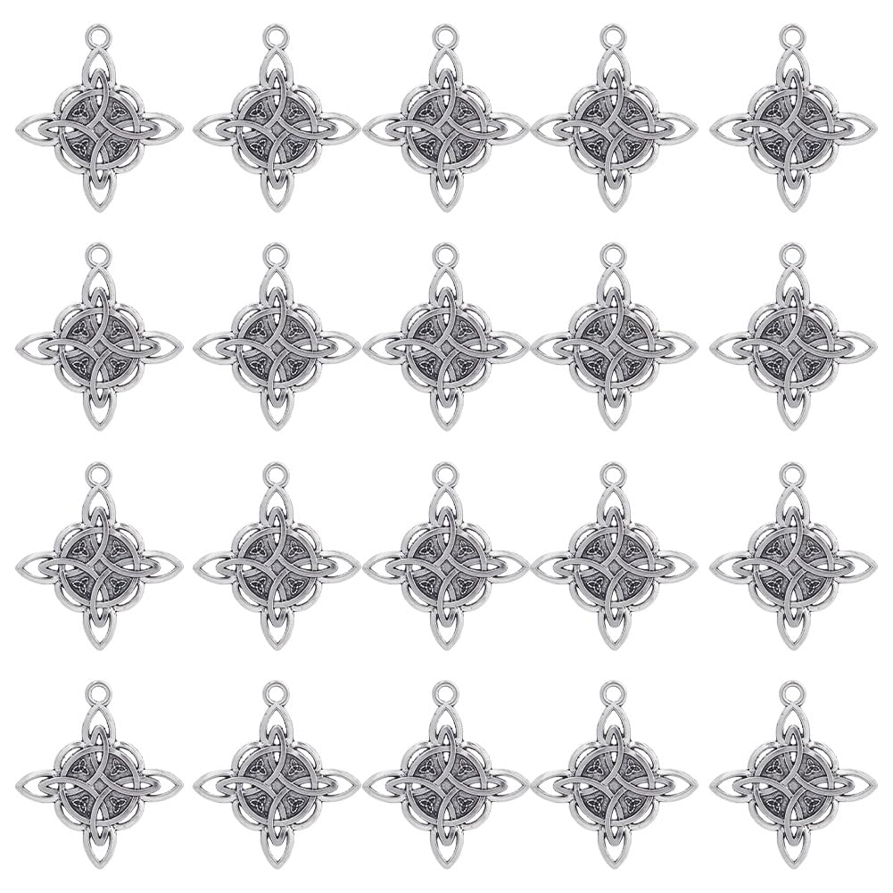 SUNNYCLUE 1 BOX 50PCS Silver Celtic Knot Charms Trinity Knot Charms Metal Alloy Antique Vintage Hollow Lucky Connector Links Charm Bulk for jewellery Making Charms Diy Earrings Bracelet Necklace Craft