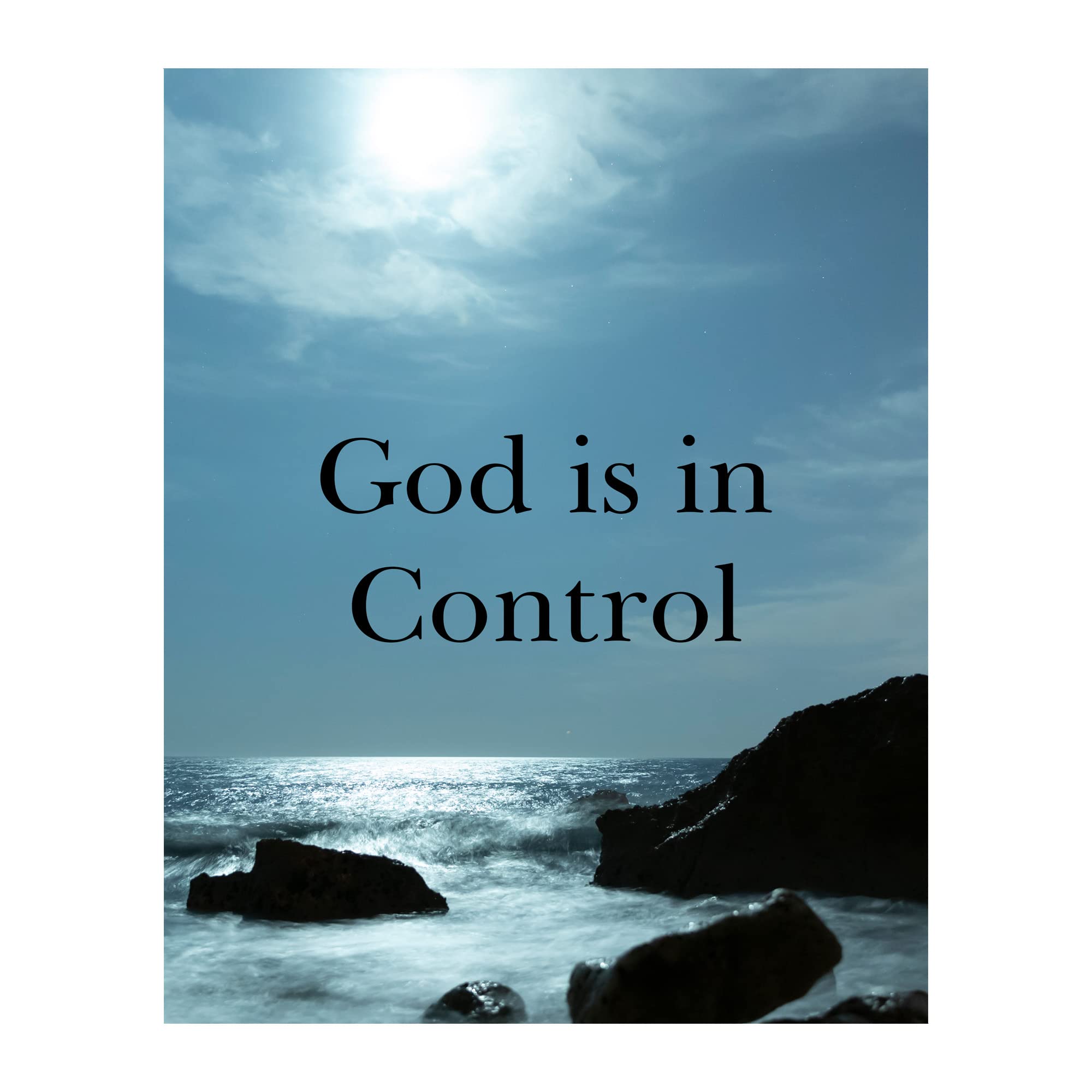 Photo 1 of "God Is In Control" - Inspirational Christian Wall Art Print - 8x10” Typographic Ideal Wall Print for Living Room, Home Decor, Office Decor, Church Decor & Religious Gifts! Unframed