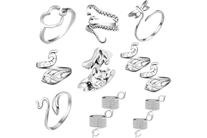 RechicGu 12pcs Adjustable Silver Knitting Ring Loops Crochet Accessories Yarn Guide Finger Holder Thimble Tool & Accessories Set for Finger Protection (Silver)