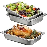 BSTKEY 6 Pack 1/2 Size Hotel Pans, 2.56 Inch Deep Stainless Steel Steam Table Pan, Stackable Food Warmer Trays for Buffet, Commercial Food Pans for Kitchen Restaurant Catering Party Supplies