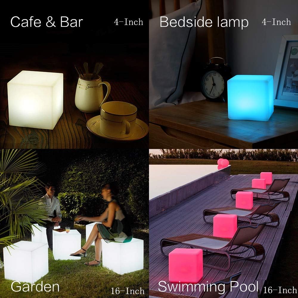 BLUEYE 4-Inch Cordless LED Cube Night Light, 16 Colors & Remote Control & Waterproof IP44, Kids Portable LED Lantern with Folded Handle: Home & Kitchen