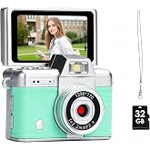 Mini Keychain Camera for Teens, 32GB Retro Camera 180&deg; Flip Screen | Selfie Screen, Built-in Fill Light, Retro Leather Texture, Bag Charm Design, 1280x720 HD, for Beginners Campus Vlog