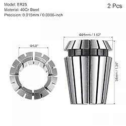 uxcell ER25 Spring Collet 5/8" Chuck for CNC