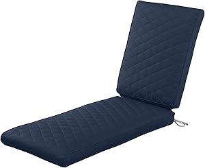 Classic Accessories Montlake Water-Resistant 80 x 26 x 3 Inch Rectangle Patio Quilted Chaise Lounge Cushion, Navy