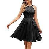 Wedtrend Women's Bridesmaid Dresses, Halter Sleeveless Cocktail Dress Ruffle A Line Short Prom Dress 2026