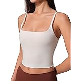 AugIris Womens Scoop Neck Longline Sports Bra U Back Adjustable Strap Double Lined Workout Crop Tank Top with Built in Pads
