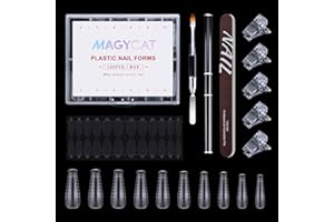 MAGYCAT Dual Forms for Poly Gel Set - 100 Pcs Coffin-B Shape Extension Forms With Clips, Brush, Picker, Files - Nail Mold Kit for Art Design Salon DIY