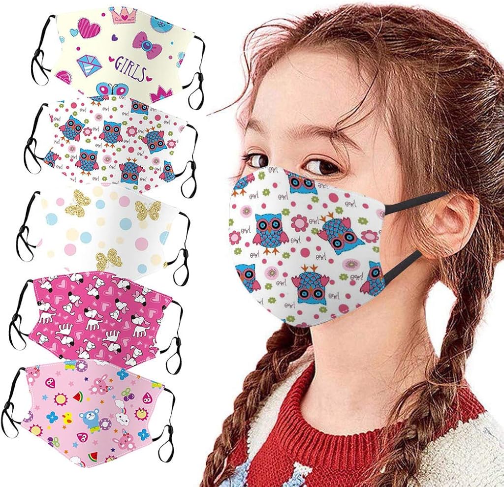 10er Set Kinder Mundschutz Mit Tier-Motiven - Wiederverwendbare Baumwoll-Masken Mit Filter