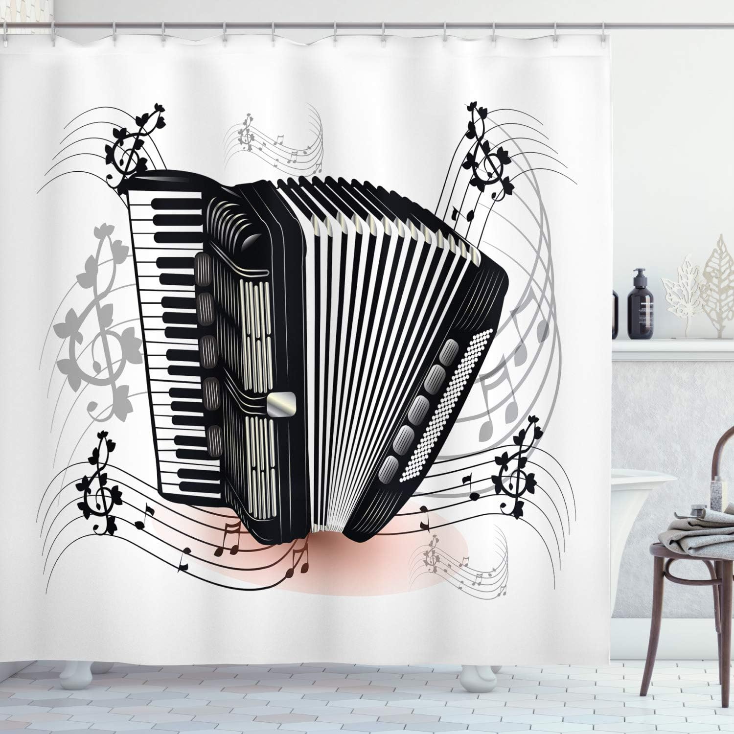 Amazon Com Lunarable Accordion Shower Curtain Floral Instrument