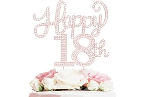 LASKYER Happy 18th Birthday Rose Gold Rhinestone Cake Topper - 18th Birthday/Anniversary,Cheers to Eighteen Years Old Bday Party Metal Sparkly Centerpieces Decorations.