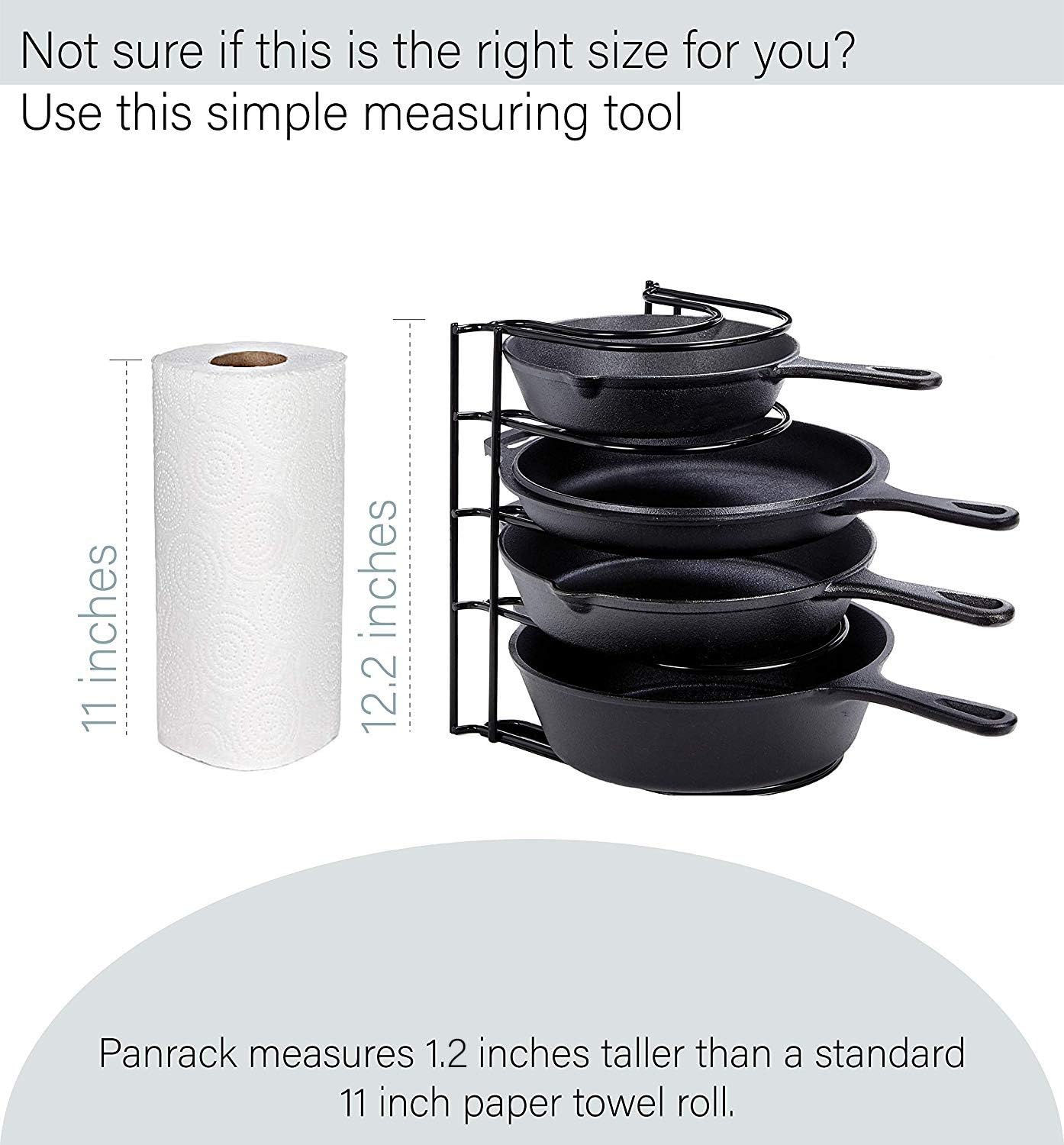 Heavy Duty Pan Organizer, 5 Tier Rack - Holds up to 50 LB - Holds Cast Iron Skillets, Griddles and Shallow Pots - Durable Steel Construction - Space Saving Kitchen Storage - No Assembly Required: Kitchen & Dining
