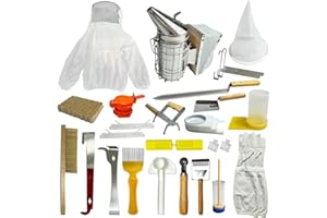 GKWERES 23 PCS Bee Keeping Starter Kit - Beekeeping Supplies, Honey Bee Hive Tools Bee Smoker Kit, Bee Keeper Supplies All with Jacket for Beginners and Professionals