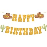 Thinp Western Happy Birthday Banner, Cowgirl Birthday Party Decorations Glitter Cowgirl Birthdays Banners Western Party Decors for Women Girls Home Partys Decoration Supplies(Gold)
