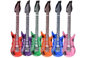 DS. DISTINCTIVE STYLE 35 Inch Rock Star Inflatable Guitar Assorted Color Children Inflatable Toys Pack of 6 Rock and Roll Party Decorations Photo Shooting Props