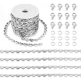 Craftdady Stainless Steel Heart Chain for Jewelry Making Soldered Jewelry Chain Roll Love Heart Chain for NecklaceBracelet Choker Making with Lobster Clasps Jump Rings
