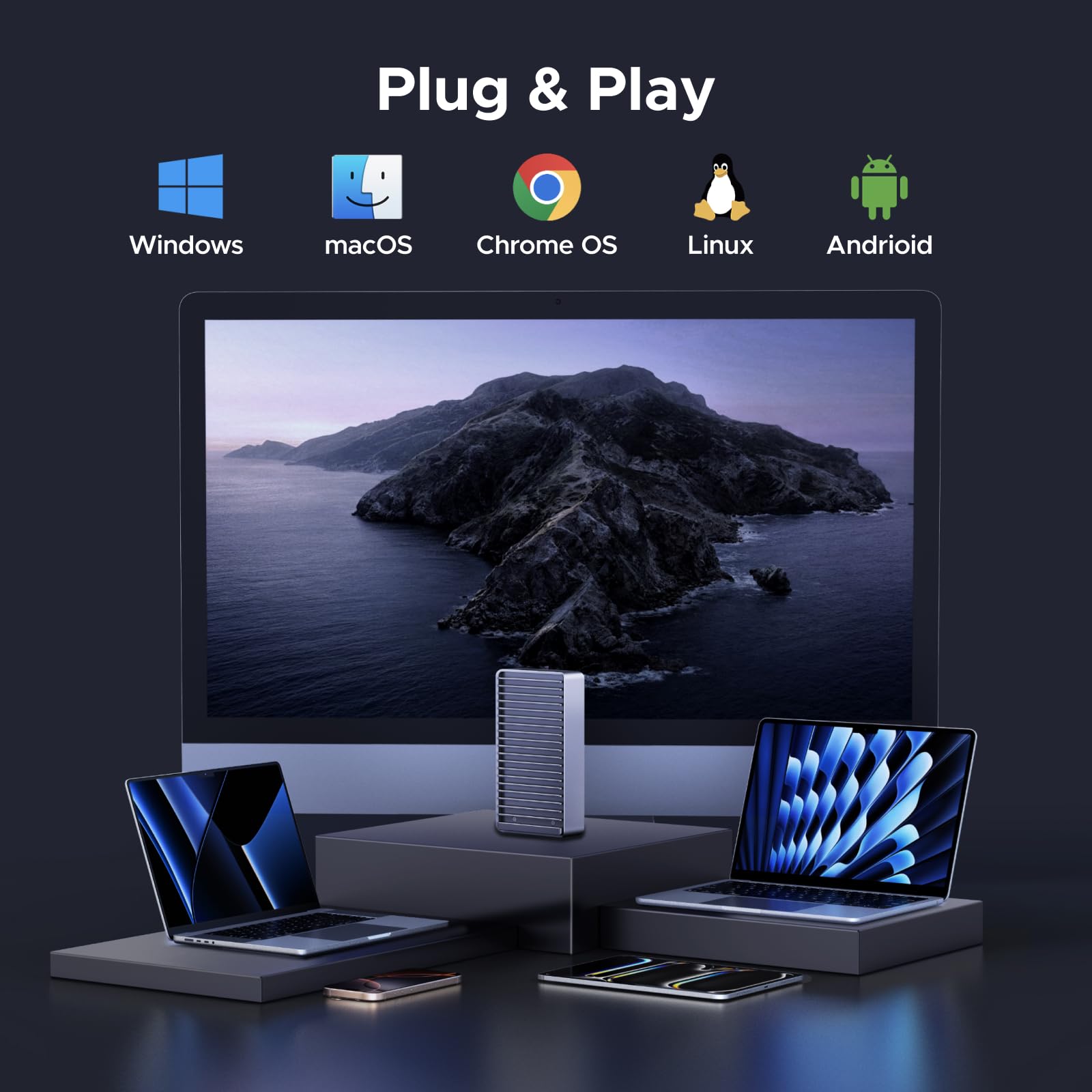 UGREEN 40Gbbps M2 SSD Gehäuse, USB4 nvme gehäuse kompatibel mit Thunderbolt 4 bis zu 3848MB/s, M.2 NVMe SSD Gehäuse kompatibel mit Mac mini M4, MacBook Pro M5 Pro/M5 Max, ASUS Z890 8