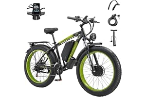 VelociTrek KETELES Peak 4000W Electric Bike for Adults, 26” Fat Tire Ebike 35MPH AWD Dual Motor Electric Bicycles, 1104WH Removable Battery Fast Dual Hydraulic Brakes Electric Mountain Bike