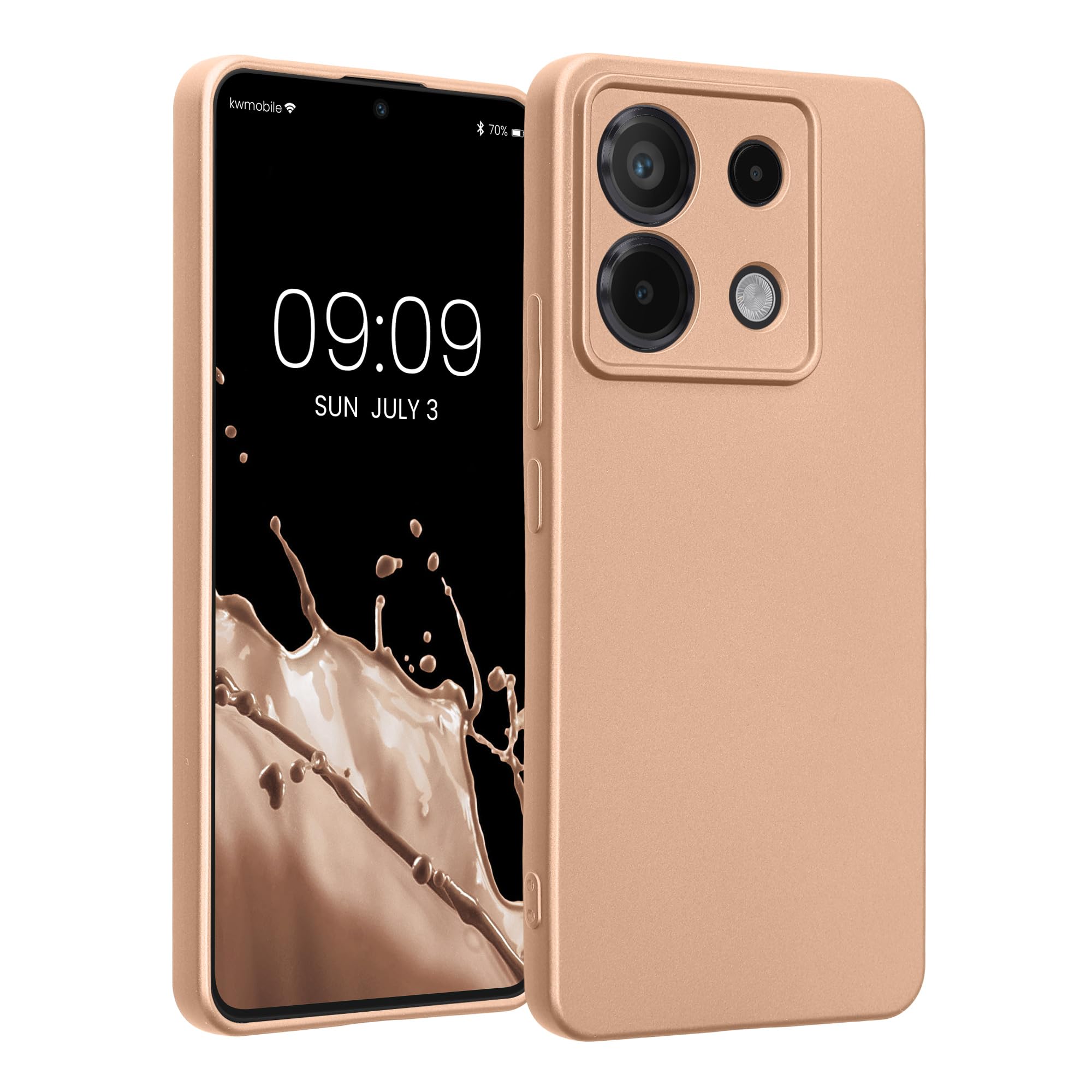 kwmobile Case for Xiaomi Redmi Note 13 Pro 5G / Poco X6 5G Case - Soft TPU Back Phone Cover - with Metallic Look - Metallic Gold — image 1