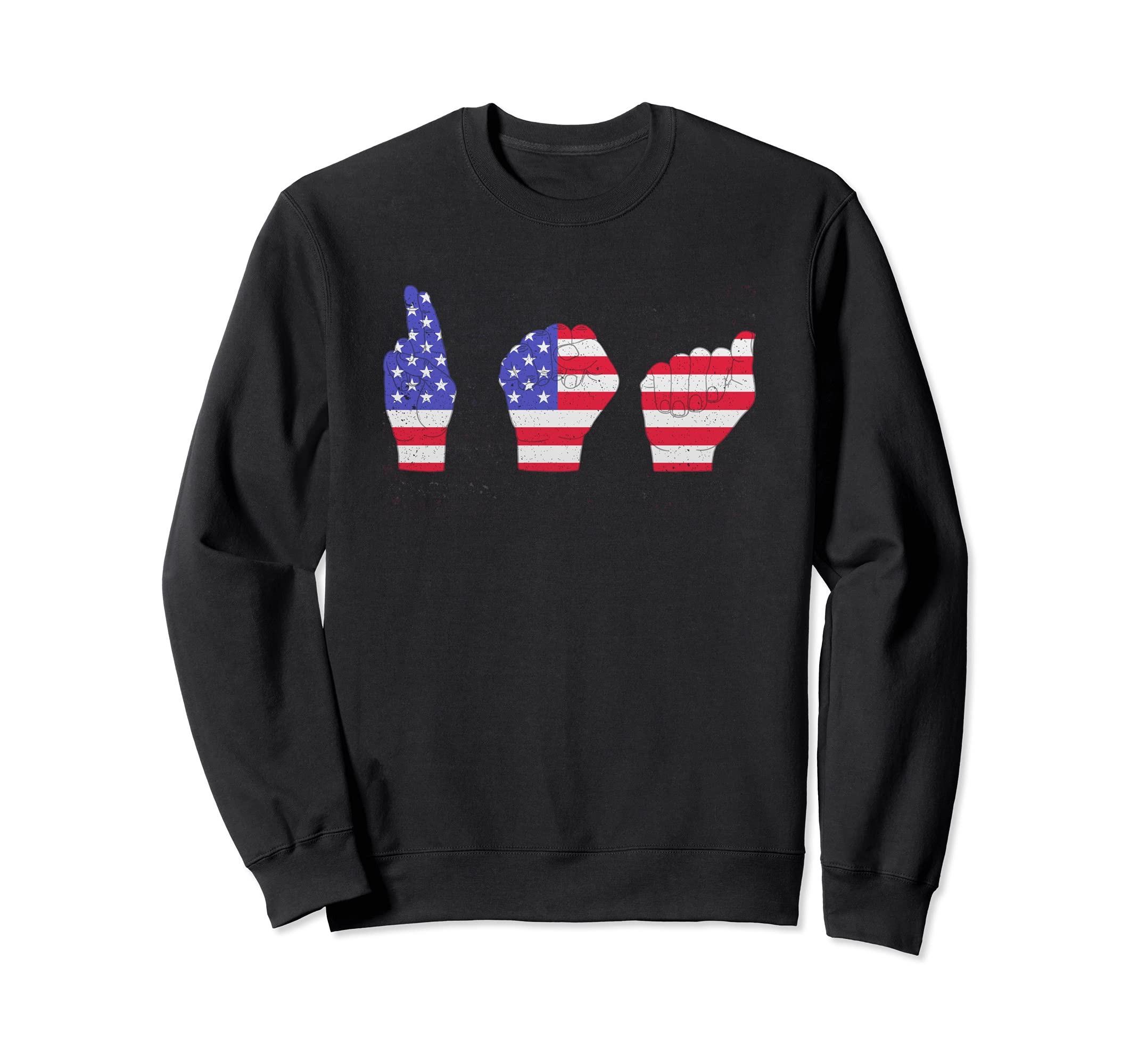 USA ASL American Sign Language 4th of July Patriotic Flag Sweatshirt