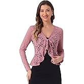Allegra K Bolero Shrug for Women's Lace Cardigan Tie Front Crop Ruffled Formal Dressy Wedding Shrugs