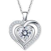 Heart Moissanite Necklace for Women, Lab Grown Diamond Necklace, GRA Certified Moissanite Pendant, 16"+2" Adjustable S925 Sterling Silver Chain, Gift for Her Christmas Birthday