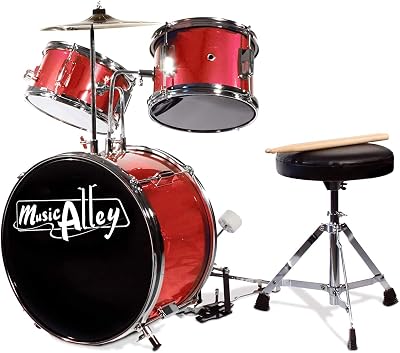 Music Alley Junior Drum Kit with Stool and Drums Sticks 3 Piece Kids
