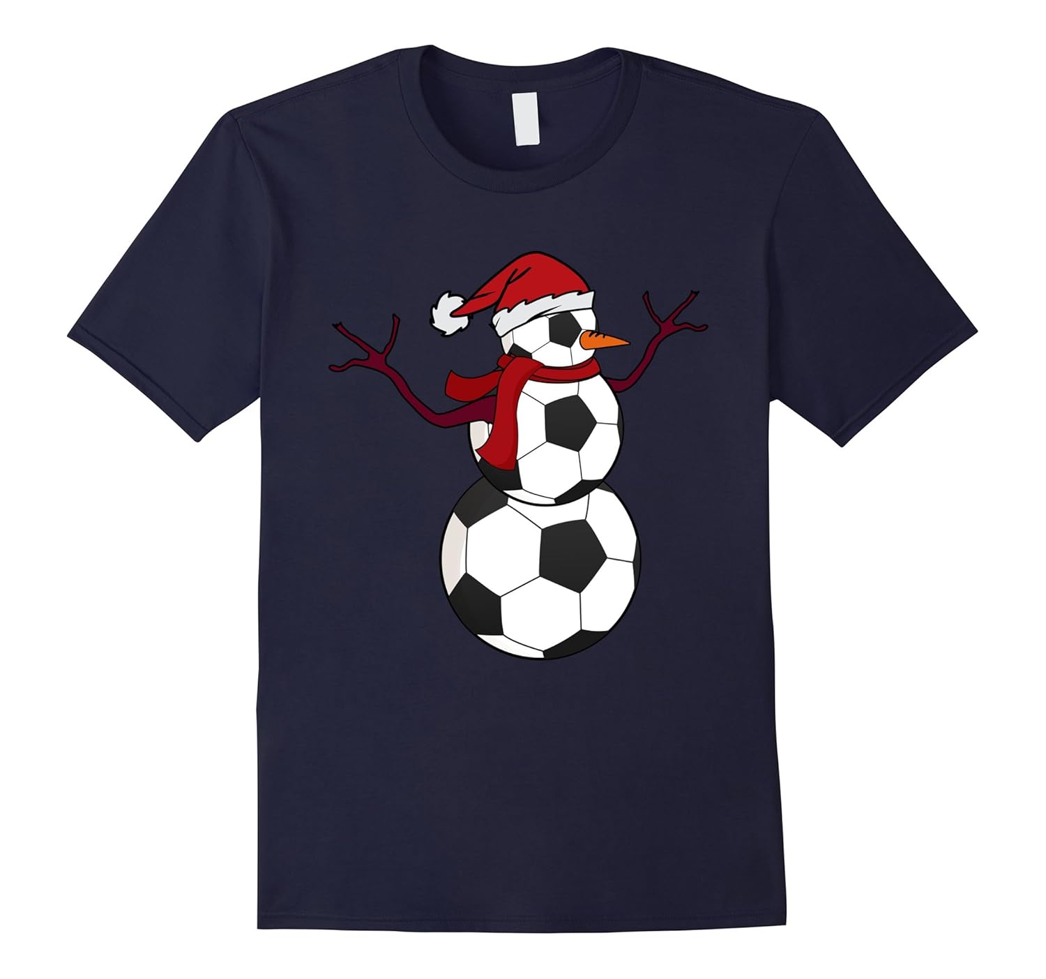 Funny Christmas Soccer Ball Snowman Santa Tshirt-ANZ