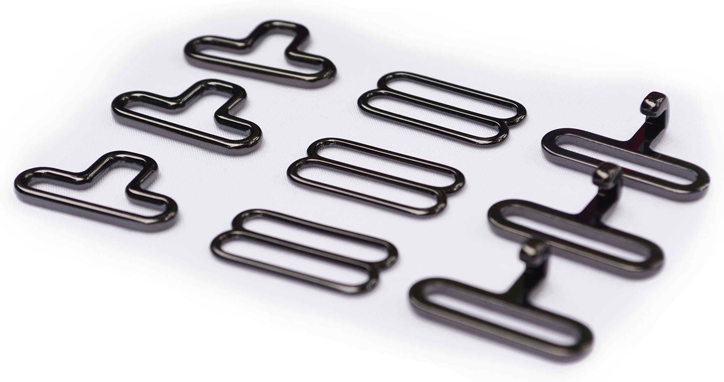 Lot of 10/25/50/100/250 3/4" Gunmetal Black metal BOW TIE hardware sets (3 pcs per, eye + hook + slide) finest hardware available anywhere! (10 Sets (30 pcs total))