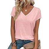 T Shirts Short Sleeve V Neck Tshirts Womens Summer Tops Casual Dressy Basic Tees Going Out Beach Clothes