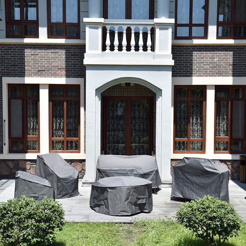 Patio Watcher Patio Furniture Cover Durable and Water Resistant Outdoor Square Furniture Sets Cover with Secure Buckle Straps, Grey Small, 54 Inch : Garden & Outdoor