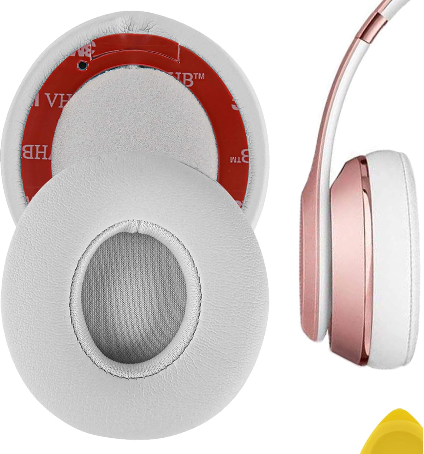 Geekria Replacement Ear Pads for Beats Solo 2 (B0534) & Solo 3 (A1796) Wireless On-Ear Headphones Ear Cushions, Repair Parts (White)