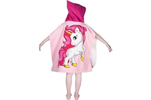 growell Hooded Kids Beach Towels - Toddler Bath Towel Girls Boys Swim Cover-ups for Ages 1 to 6 Kids Pool Towels Quick Dry Lightweight Soft Microfiber Poncho Towel 24x23(Unicorn Pink)