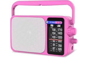 YOWGULF AM FM Radio with Best Reception,Bluetooth Portable AM FM Transistor,Battery Operated Radio or AC Power,Large Dial,Headphone Jack, Gifts for Seniors Elderly