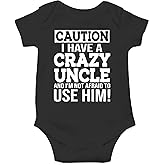 CBTwear Caution I Have a Crazy Uncle Not Afraid to Use Him Baby Bodysuit Cute Newborn Romper Clothes