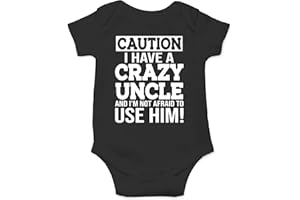 CBTwear Caution I Have a Crazy Uncle Not Afraid to Use Him Baby Bodysuit Cute Newborn Romper Clothes