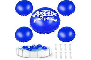 AXCOIX 5 Pack Pool Pillows for Above Ground Pools, 5 FT+4 Pcs 3 FT Cold-Resistant Pool Pillows for Winterizing, Thicked Winter Pool Air Pillow Pool Closing Kit Pool Balloon for Closing Pool (8 * 13ft Ropes)